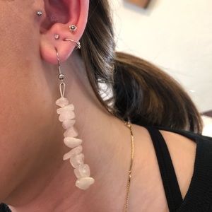 Homemade light pink stone earrings